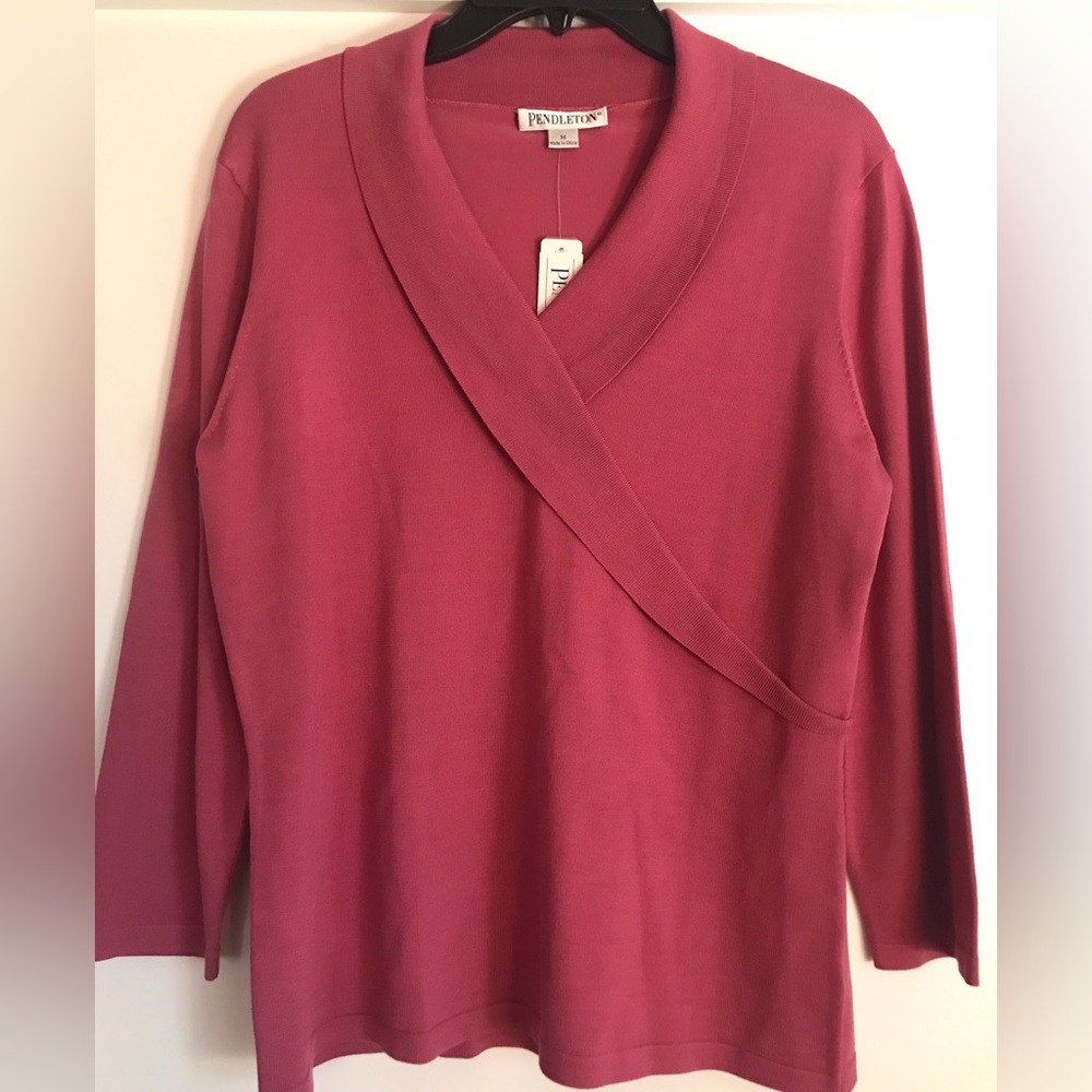 Pendleton silk nylon sweater rose Large new with tags